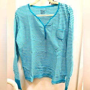 Faded Glory Teal/White Organic Cotton Striped Shirt